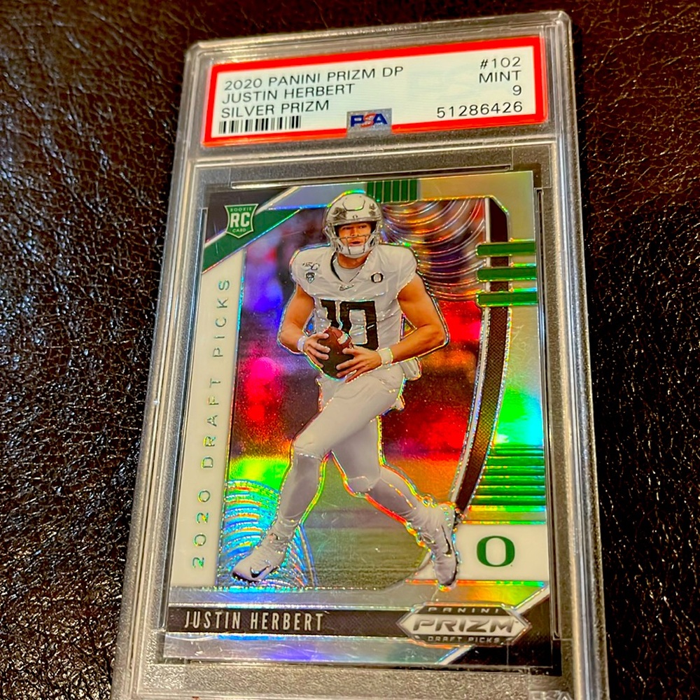 Justin Herbert Rookie 2020 Panini Prizm Draft Picks Silver Prizm #102 PSA 9 MINT